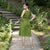 Linen Smock Dress Eliza Forest Green