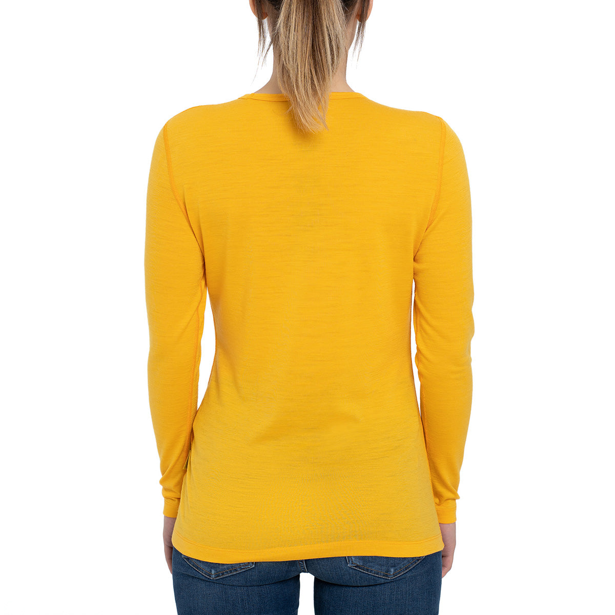 menique Women's Merino 160 Long Sleeve Crew Power Mango Color