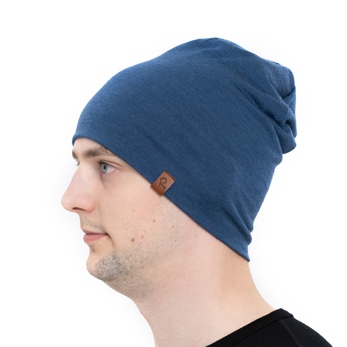 Men\'s Merino Slouchy Hat Dark ❤ Blue Beanie menique
